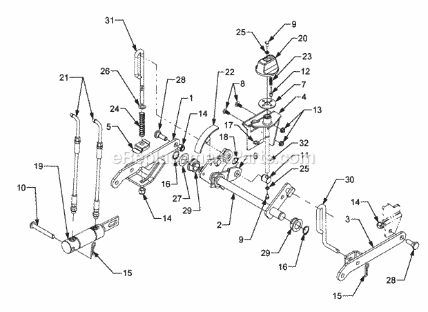 Center Hydraulic Lift Linkage Diagram and Parts List for GT3204 14A-671-710 Cub Cadet Lawn Tractor